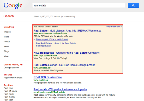 Real Estate Advertising on Google AdWords in Grande Prairie