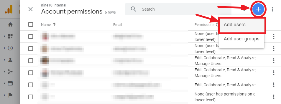Analytics Screen Showing How to Add Users