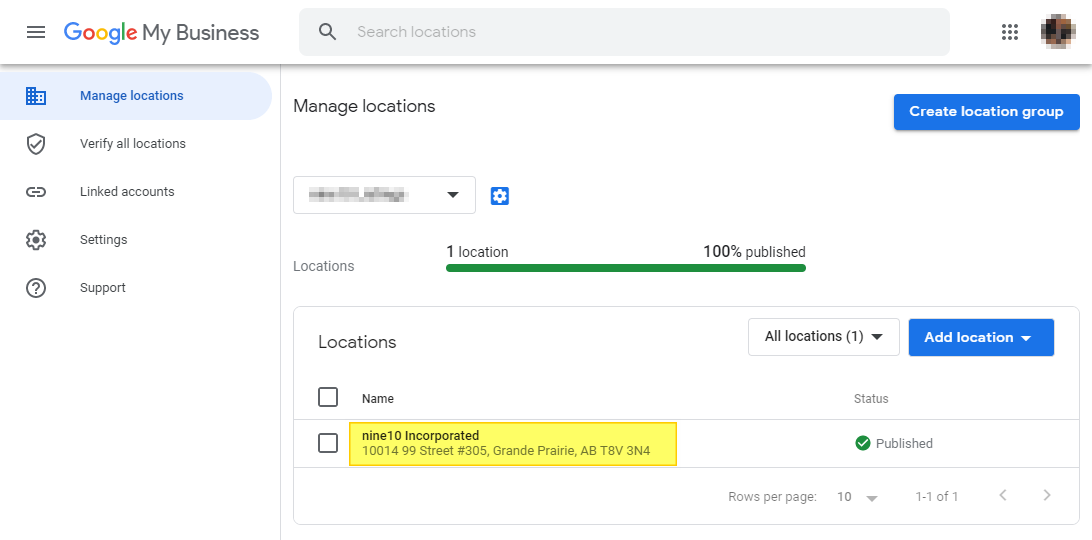Click on Your Business Location