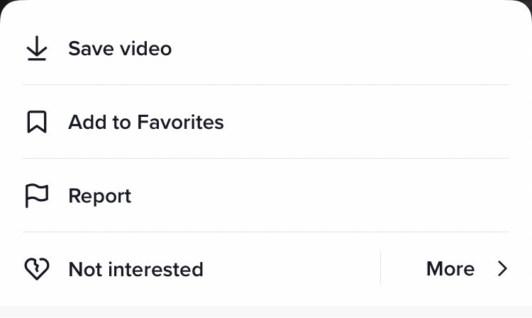 not interested content option on tiktok