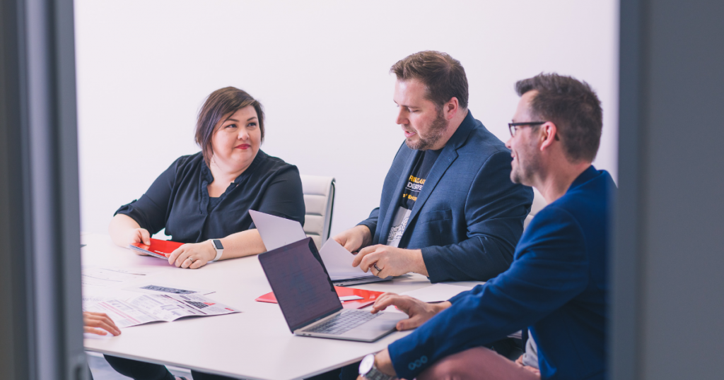 Cris Seppola, Richard Podsada and Ryan Blais in the nine10 Boardroom
